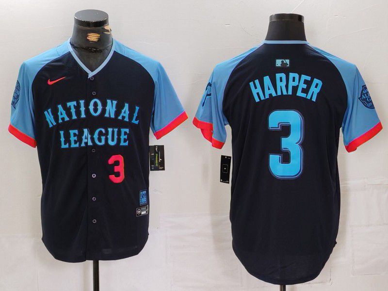 Men Philadelphia Phillies #3 Harper Blue All star 2024 Nike MLB Jersey style 3